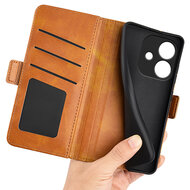Oppo A60 5G / A40 / A40m Hoesje - MobyDefend Luxe Wallet Book Case (Sluiting Zijkant) - Lichtbruin
