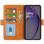 Oppo A60 5G / A40 / A40m Hoesje - MobyDefend Luxe Wallet Book Case (Sluiting Zijkant) - Lichtbruin