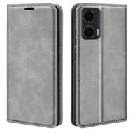 Motorola Moto G35 Hoesje - MobyDefend Luxe Wallet Bookcase (Magnetische Sluiting) - Grijs