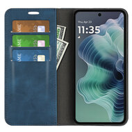 Motorola Moto G35 Hoesje - MobyDefend Luxe Wallet Bookcase (Magnetische Sluiting) - Blauw