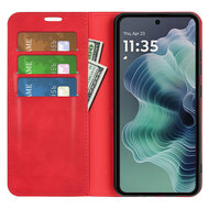 Motorola Moto G35 Hoesje - MobyDefend Luxe Wallet Bookcase (Magnetische Sluiting) - Rood