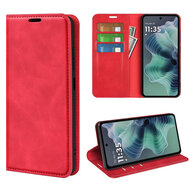 Motorola Moto G35 Hoesje - MobyDefend Luxe Wallet Bookcase (Magnetische Sluiting) - Rood