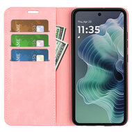 Motorola Moto G35 Hoesje - MobyDefend Luxe Wallet Bookcase (Magnetische Sluiting) - Roze
