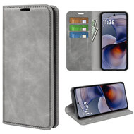 Motorola Moto G55 Hoesje - MobyDefend Luxe Wallet Bookcase (Magnetische Sluiting) - Grijs