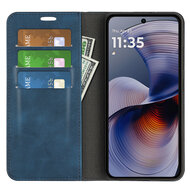 Motorola Moto G55 Hoesje - MobyDefend Luxe Wallet Bookcase (Magnetische Sluiting) - Blauw