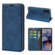 Motorola Moto G55 Hoesje - MobyDefend Luxe Wallet Bookcase (Magnetische Sluiting) - Blauw