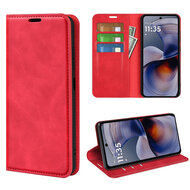 Motorola Moto G55 Hoesje - MobyDefend Luxe Wallet Bookcase (Magnetische Sluiting) - Rood