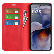 Motorola Moto G55 Hoesje - MobyDefend Luxe Wallet Bookcase (Magnetische Sluiting) - Rood