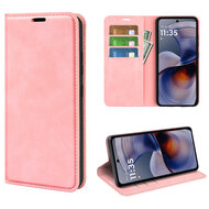 Motorola Moto G55 Hoesje - MobyDefend Luxe Wallet Bookcase (Magnetische Sluiting) - Roze