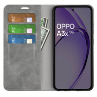 Oppo A60 5G / A40 / A40m Hoesje - MobyDefend Luxe Wallet Bookcase (Magnetische Sluiting) - Grijs