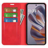 Motorola Edge 50 Neo Hoesje - MobyDefend Luxe Wallet Bookcase (Magnetische Sluiting) - Rood