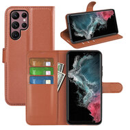 Samsung Galaxy S23 Ultra Hoesje - MobyDefend Kunstleren Wallet Book Case (Sluiting Voorkant) - Bruin
