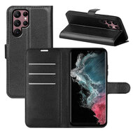 Samsung Galaxy S23 Ultra Hoesje - MobyDefend Kunstleren Wallet Book Case (Sluiting Voorkant) - Zwart