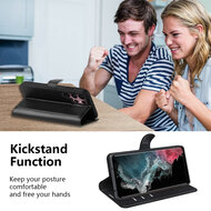 Samsung Galaxy S23 Ultra Hoesje - MobyDefend Kunstleren Wallet Book Case (Sluiting Voorkant) - Zwart