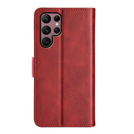 Samsung Galaxy S23 Ultra Hoesje - MobyDefend Luxe Wallet Book Case (Sluiting Zijkant) - Rood