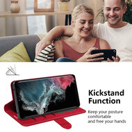 Samsung Galaxy S23 Ultra Hoesje - MobyDefend Wallet Book Case (Sluiting Achterkant) - Zwart
