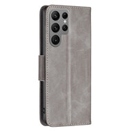 Samsung Galaxy S23 Ultra Hoesje - MobyDefend Wallet Book Case Met Koord - Grijs