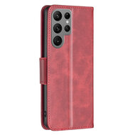 Samsung Galaxy S23 Ultra Hoesje - MobyDefend Wallet Book Case Met Koord - Rood