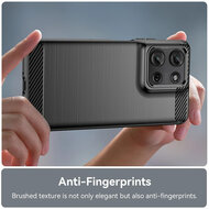 Motorola Moto G75 Hoesje - MobyDefend TPU Backcover - Geborstelde Metaal &amp; Carbon-Look - Zwart
