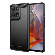 Samsung Galaxy A16 Hoesje - MobyDefend TPU Backcover - Geborstelde Metaal &amp; Carbon-Look - Zwart