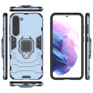 Samsung Galaxy S23 Plus (S23+) Hoesje - MobyDefend Dubbelgelaagde Pantsercase Met Standaard - Blauw