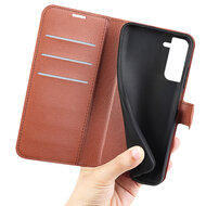 Samsung Galaxy S23 Plus (S23+) Hoesje - MobyDefend Kunstleren Wallet Book Case (Sluiting Voorkant) - Bruin