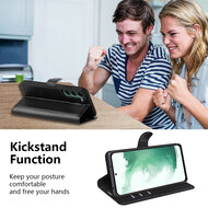 Samsung Galaxy S23 Plus (S23+) Hoesje - MobyDefend Kunstleren Wallet Book Case (Sluiting Voorkant) - Zwart