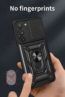 Samsung Galaxy S23 Plus (S23+) Hoesje - MobyDefend Pantsercase Met Draaibare Ring - Rood