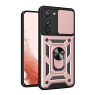 Samsung Galaxy S23 Plus (S23+) Hoesje - MobyDefend Pantsercase Met Draaibare Ring - Ros&eacute;