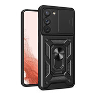 Samsung Galaxy S23 Plus (S23+) Hoesje - MobyDefend Pantsercase Met Draaibare Ring - Zwart