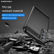 Samsung Galaxy S23 Plus (S23+) Hoesje - MobyDefend TPU Backcover - Geborstelde Metaal &amp; Carbon-Look - Rood