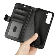 Samsung Galaxy S23 Plus (S23+) Hoesje - MobyDefend Wallet Book Case (Sluiting Achterkant) - Zwart
