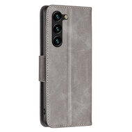 Samsung Galaxy S23 Plus (S23+) Hoesje - MobyDefend Wallet Book Case Met Koord - Grijs