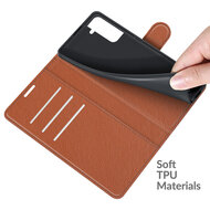 Samsung Galaxy S22 Hoesje - MobyDefend Kunstleren Wallet Book Case (Sluiting Voorkant) - Bruin