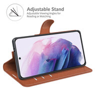 Samsung Galaxy S22 Hoesje - MobyDefend Kunstleren Wallet Book Case (Sluiting Voorkant) - Bruin