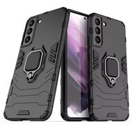 Samsung Galaxy S22 Hoesje - MobyDefend Dubbelgelaagde Pantsercase Met Standaard - Zwart