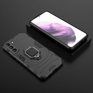 Samsung Galaxy S22 Hoesje - MobyDefend Dubbelgelaagde Pantsercase Met Standaard - Zwart