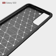 Samsung Galaxy S22 Hoesje - MobyDefend TPU Backcover - Geborstelde Metaal &amp; Carbon-Look - Zwart