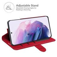 Samsung Galaxy S22 Hoesje - MobyDefend Wallet Book Case (Sluiting Achterkant) - Rood