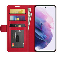 Samsung Galaxy S22 Hoesje - MobyDefend Wallet Book Case (Sluiting Achterkant) - Rood