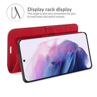 Samsung Galaxy S22 Hoesje - MobyDefend Wallet Book Case (Sluiting Achterkant) - Rood