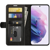Samsung Galaxy S22 Hoesje - MobyDefend Wallet Book Case (Sluiting Achterkant) - Zwart