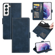 Samsung Galaxy S22 Hoesje - MobyDefend Luxe Wallet Book Case (Sluiting Zijkant) - Blauw