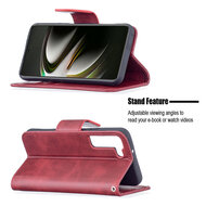 Samsung Galaxy S22 Hoesje - MobyDefend Wallet Book Case Met Koord - Rood