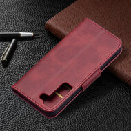Samsung Galaxy S22 Hoesje - MobyDefend Wallet Book Case Met Koord - Rood