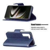 Samsung Galaxy S22 Hoesje - MobyDefend Wallet Book Case Met Koord - Blauw