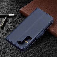 Samsung Galaxy S22 Hoesje - MobyDefend Wallet Book Case Met Koord - Blauw