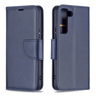 Samsung Galaxy S22 Hoesje - MobyDefend Wallet Book Case Met Koord - Blauw
