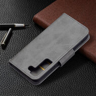 Samsung Galaxy S22 Hoesje - MobyDefend Wallet Book Case Met Koord - Grijs
