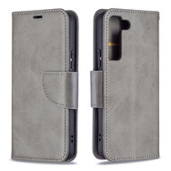 Samsung Galaxy S22 Hoesje - MobyDefend Wallet Book Case Met Koord - Grijs
